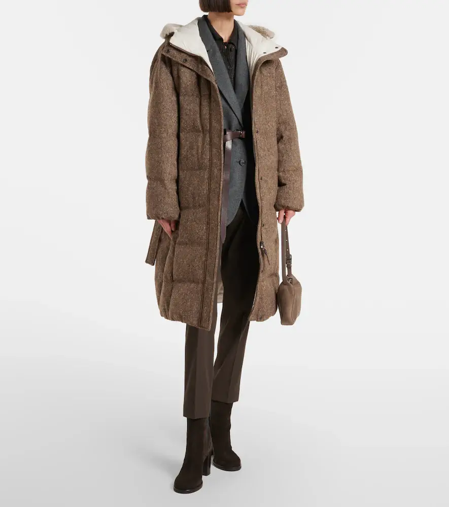 Brunello Cucinelli Shearling-trimmed wool-blend down coat | Thumbnail 5 Brunello Cucinelli Shearling-trimmed wool-blend down coat | Thumbnail 5