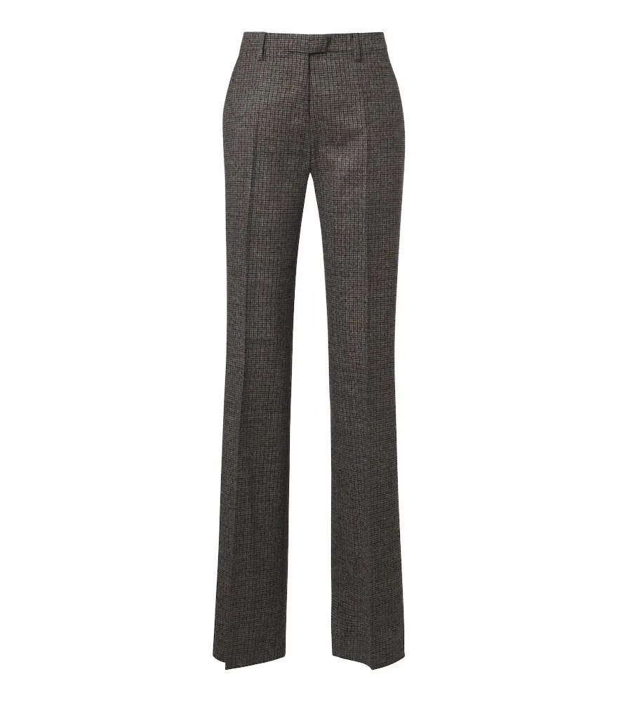 Checked wool straight pants Checked wool straight pants