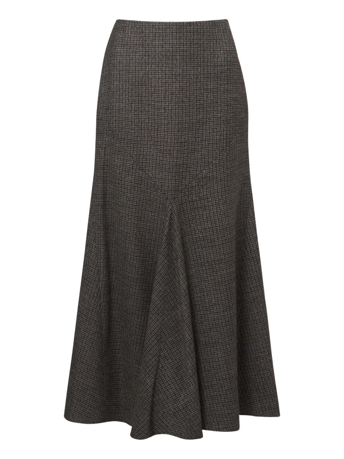 Checked wool midi skirt