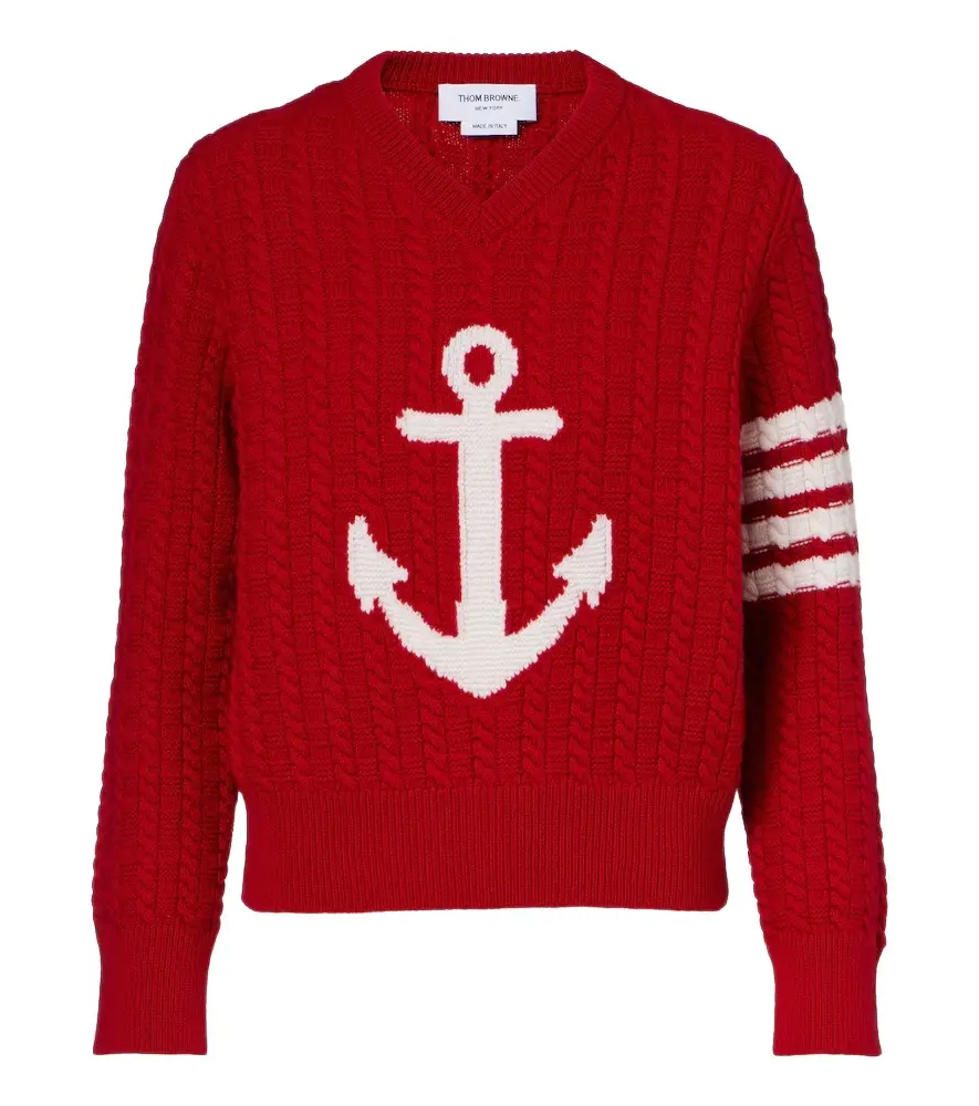 Thom Browne 4-Bar cable-knit virgin wool sweater
