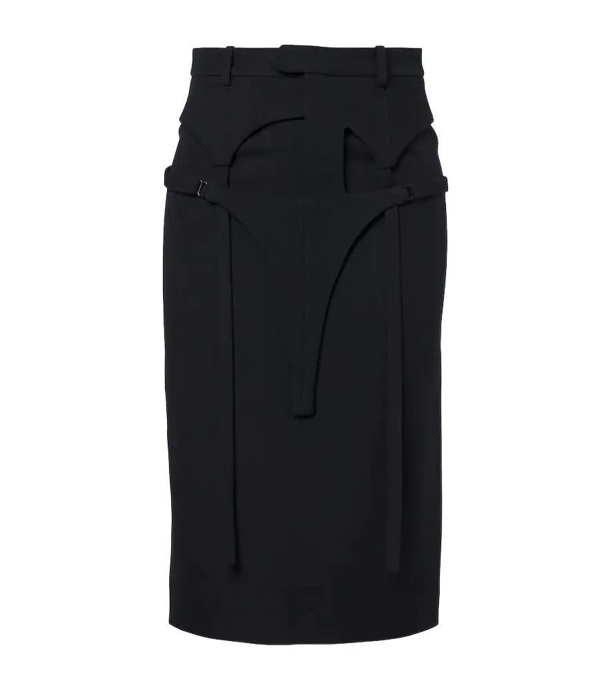 Jean Paul Gaultier Layered virgin wool pencil skirt