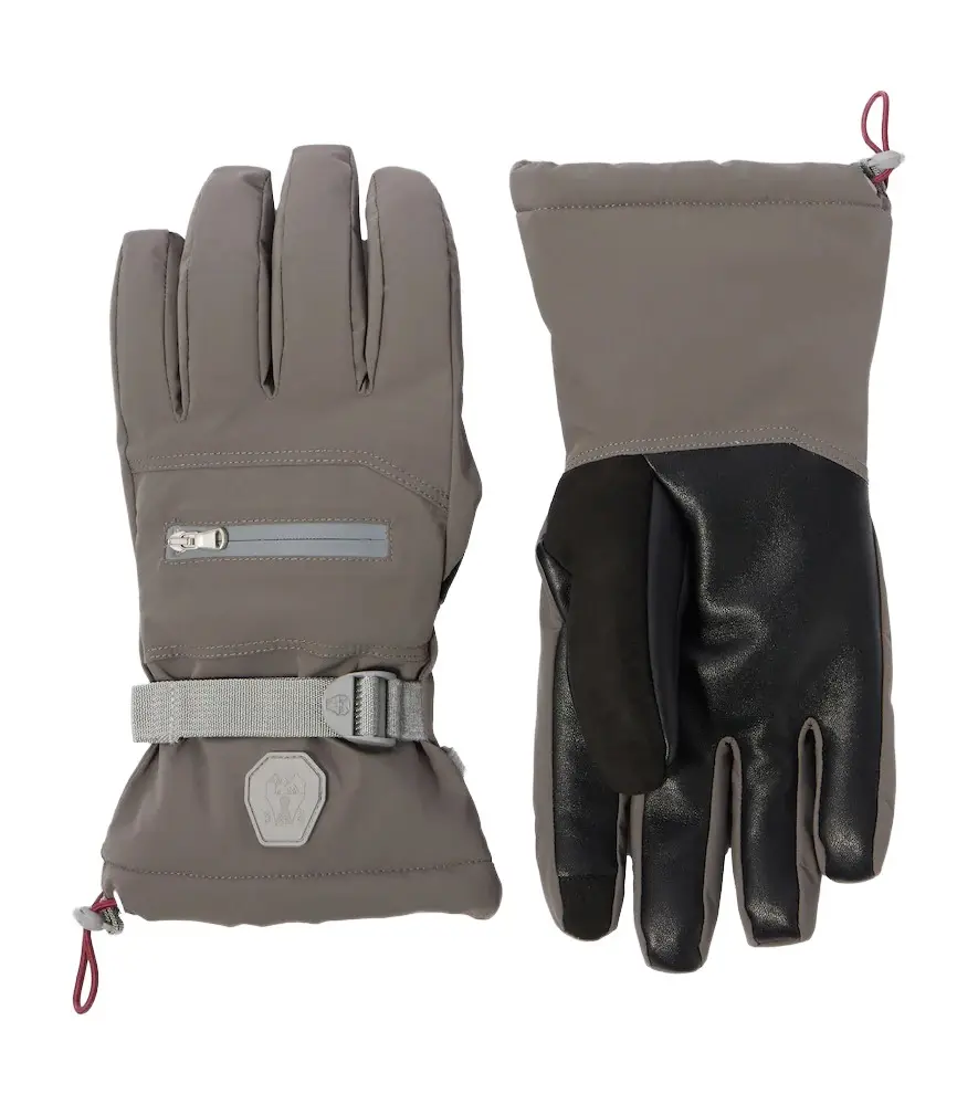 Brunello Cucinelli Leather-trimmed ski gloves