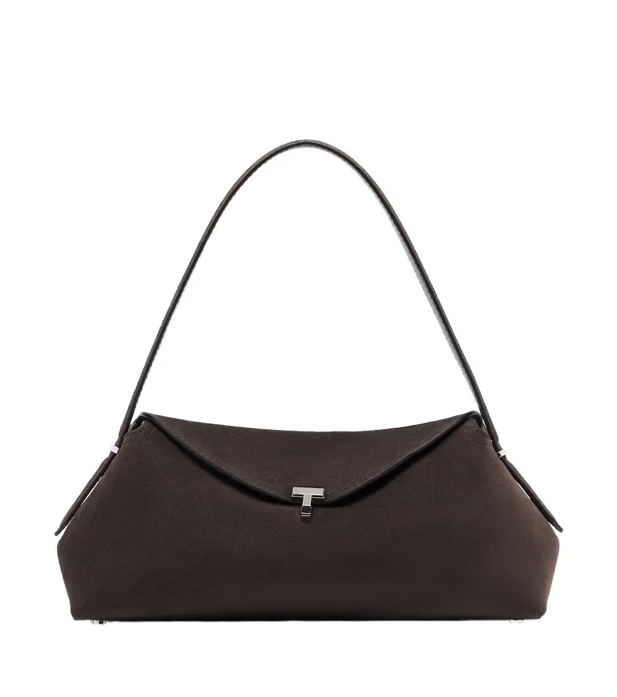 T-Lock Medium suede shoulder bag
