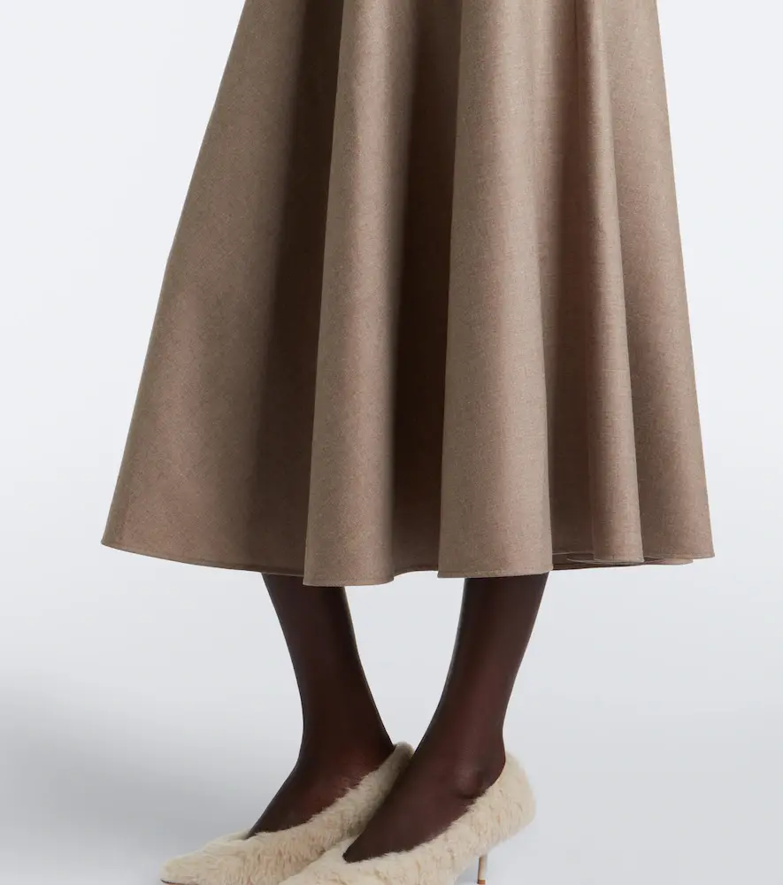 Max Mara Belted pleated cashmere-blend midi skirt | Thumbnail 3 Max Mara Belted pleated cashmere-blend midi skirt | Thumbnail 3