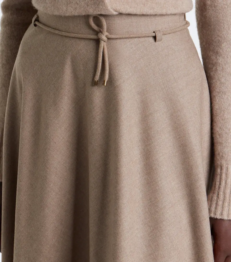 Max Mara Belted pleated cashmere-blend midi skirt | Thumbnail 4 Max Mara Belted pleated cashmere-blend midi skirt | Thumbnail 4