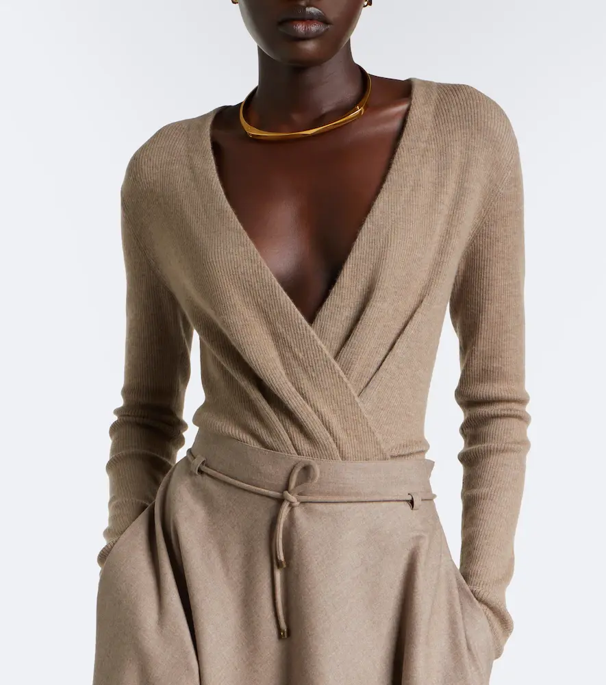 Max Mara Draped ribbed-knit cashmere bodysuit | Thumbnail 3 Max Mara Draped ribbed-knit cashmere bodysuit | Thumbnail 3