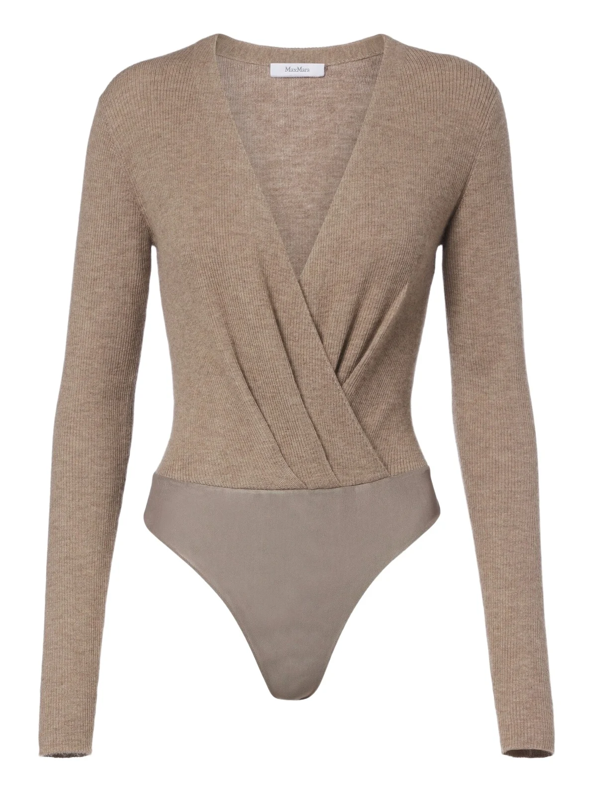 Max Mara Draped ribbed-knit cashmere bodysuit
