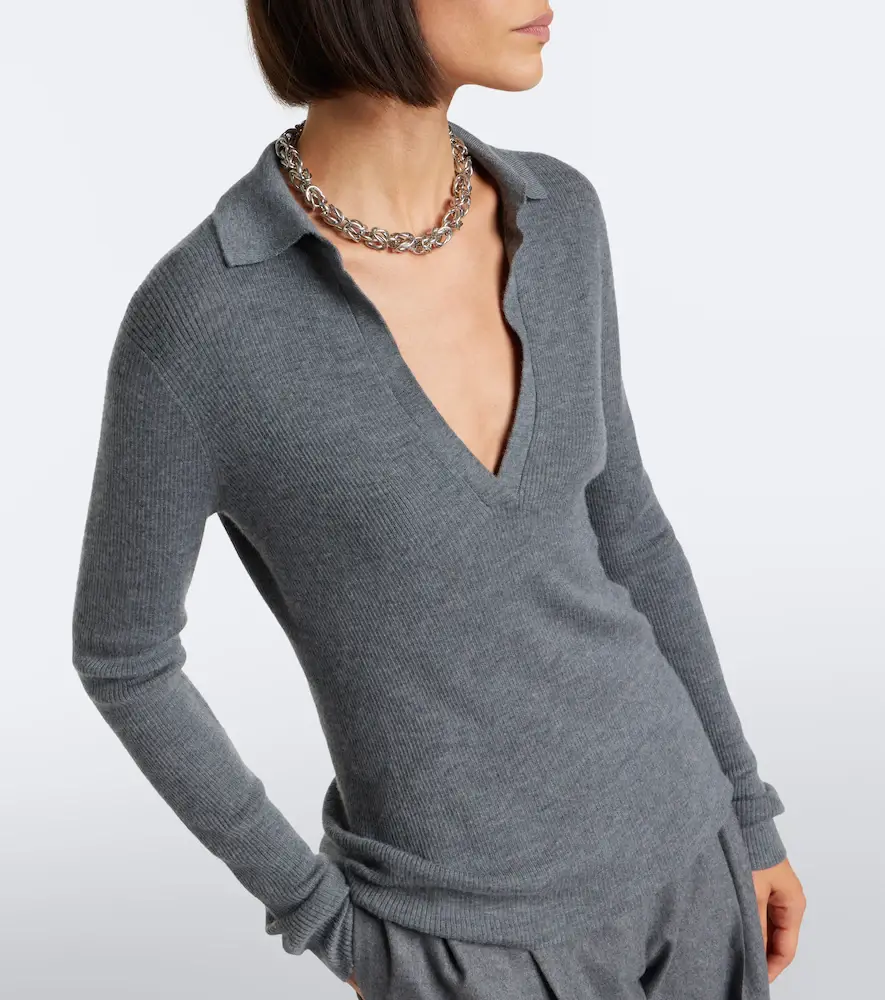 Max Mara Ribbed-knit cashmere polo sweater | Thumbnail 3 Max Mara Ribbed-knit cashmere polo sweater | Thumbnail 3