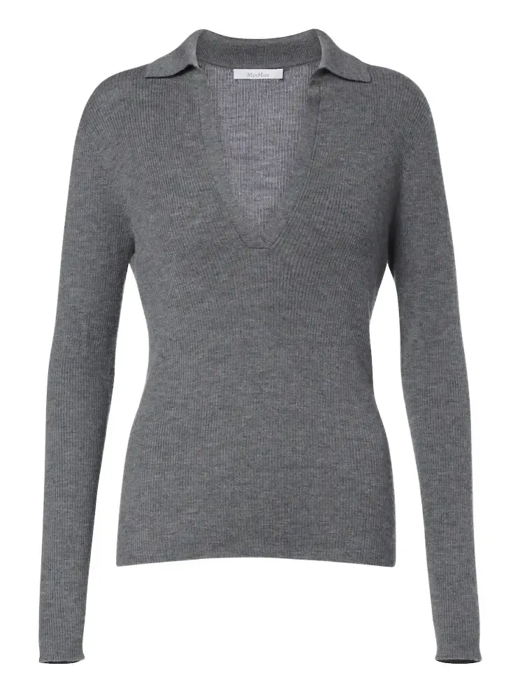 Ribbed-knit cashmere polo sweater Ribbed-knit cashmere polo sweater
