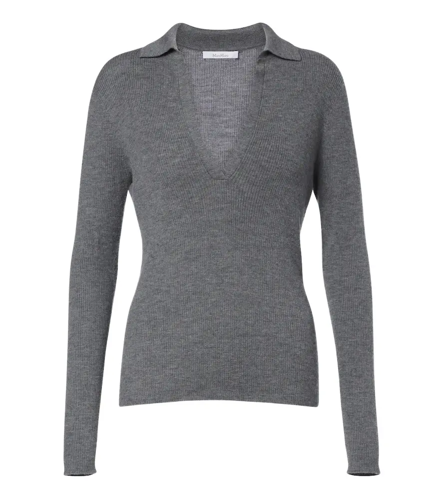Max Mara Ribbed-knit cashmere polo sweater