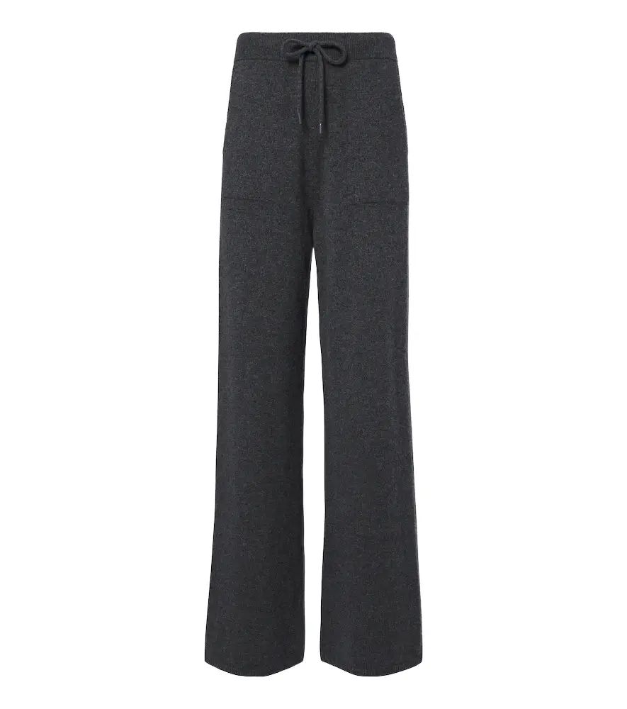 Knitted cashmere wide-leg pants