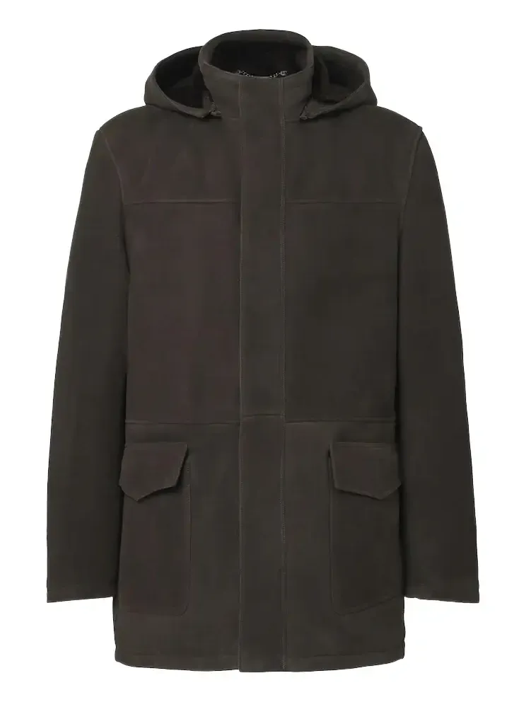Hooded suede parka Hooded suede parka