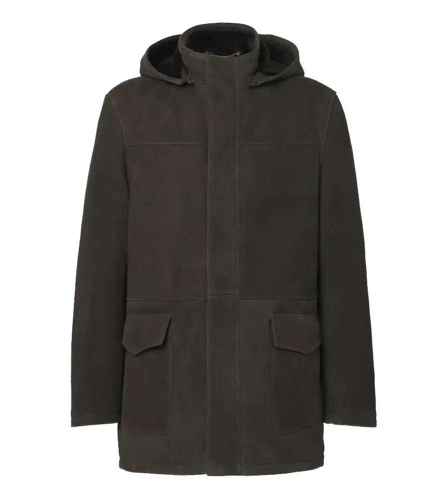 Thom Sweeney Hooded suede parka