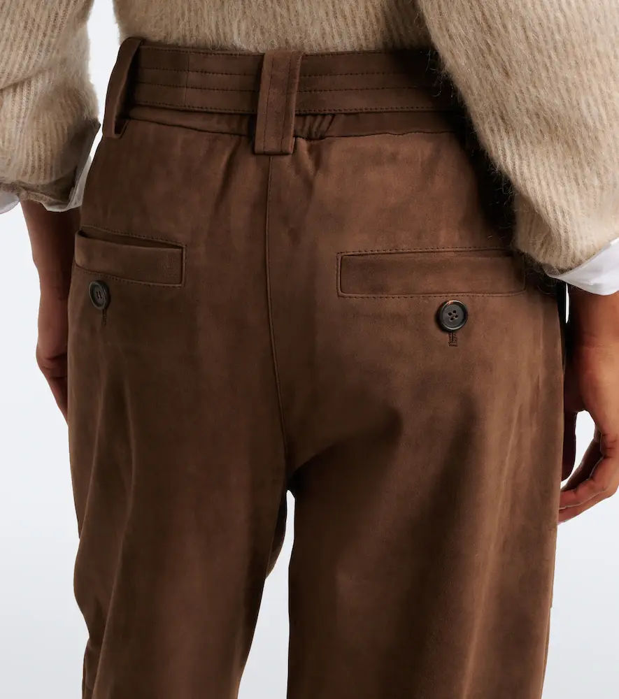 Brunello Cucinelli Belted suede tapered pants | Thumbnail 2 Brunello Cucinelli Belted suede tapered pants | Thumbnail 2