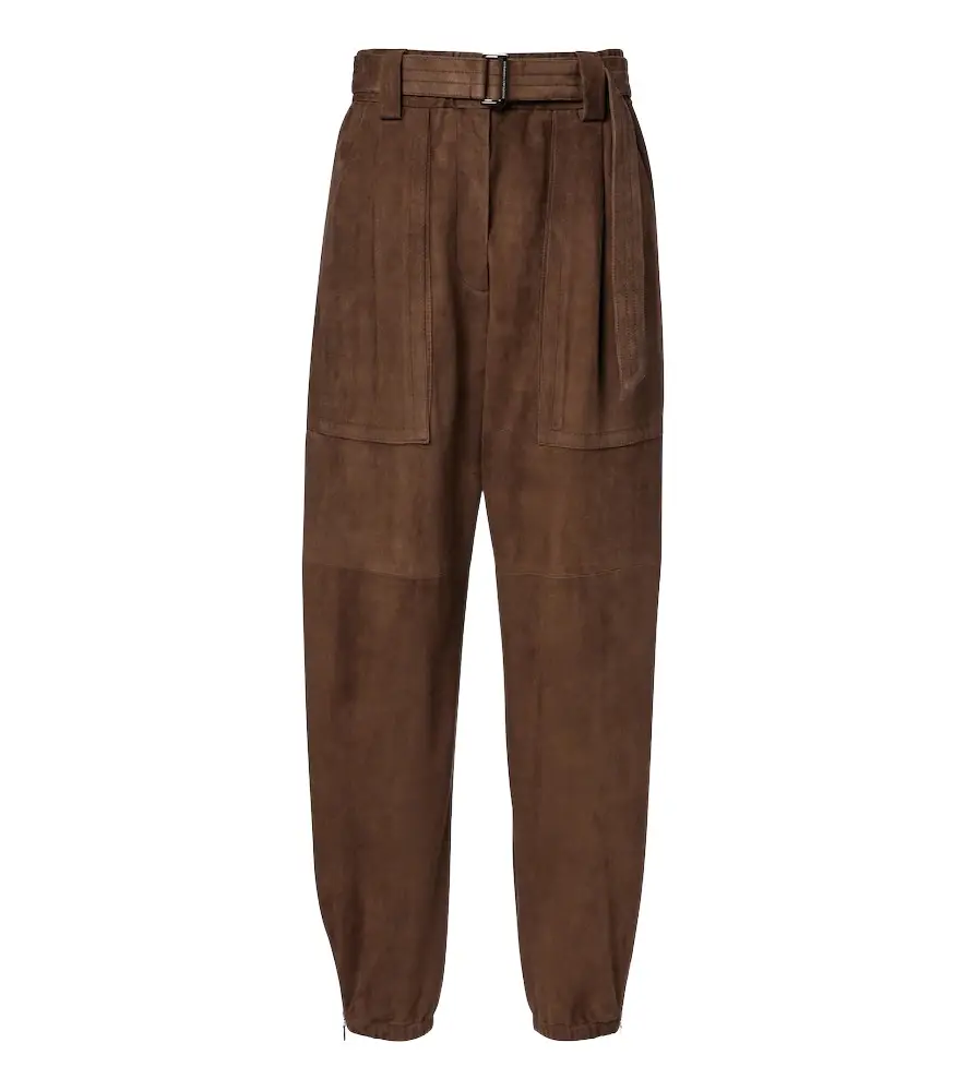Belted suede tapered pants Belted suede tapered pants