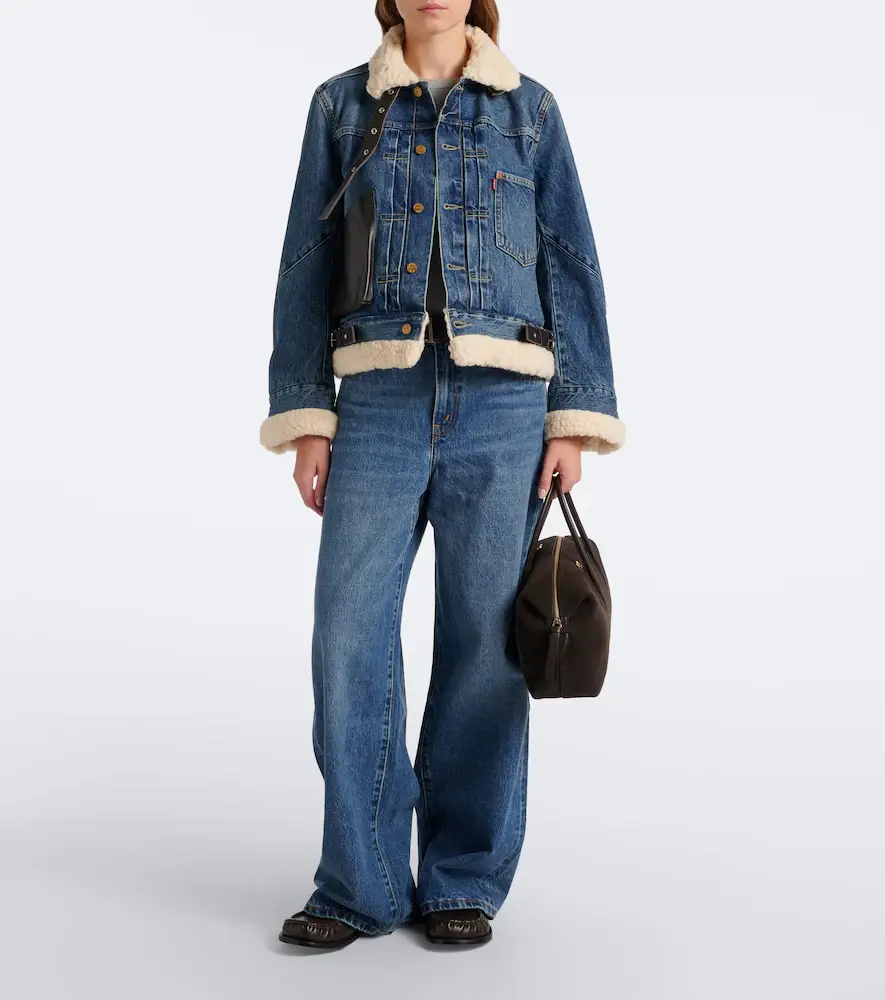 Sacai Leather-trimmed denim jacket | Thumbnail 4 Sacai Leather-trimmed denim jacket | Thumbnail 4