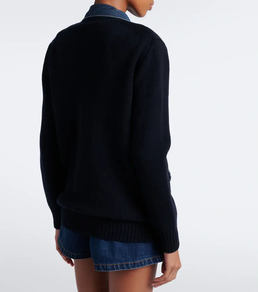 Sacai Layered wool-blend and denim cardigan | Thumbnail 2 Sacai Layered wool-blend and denim cardigan | Thumbnail 2