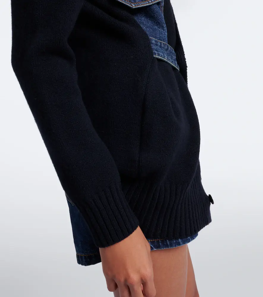 Sacai Layered wool-blend and denim cardigan | Thumbnail 6 Sacai Layered wool-blend and denim cardigan | Thumbnail 6
