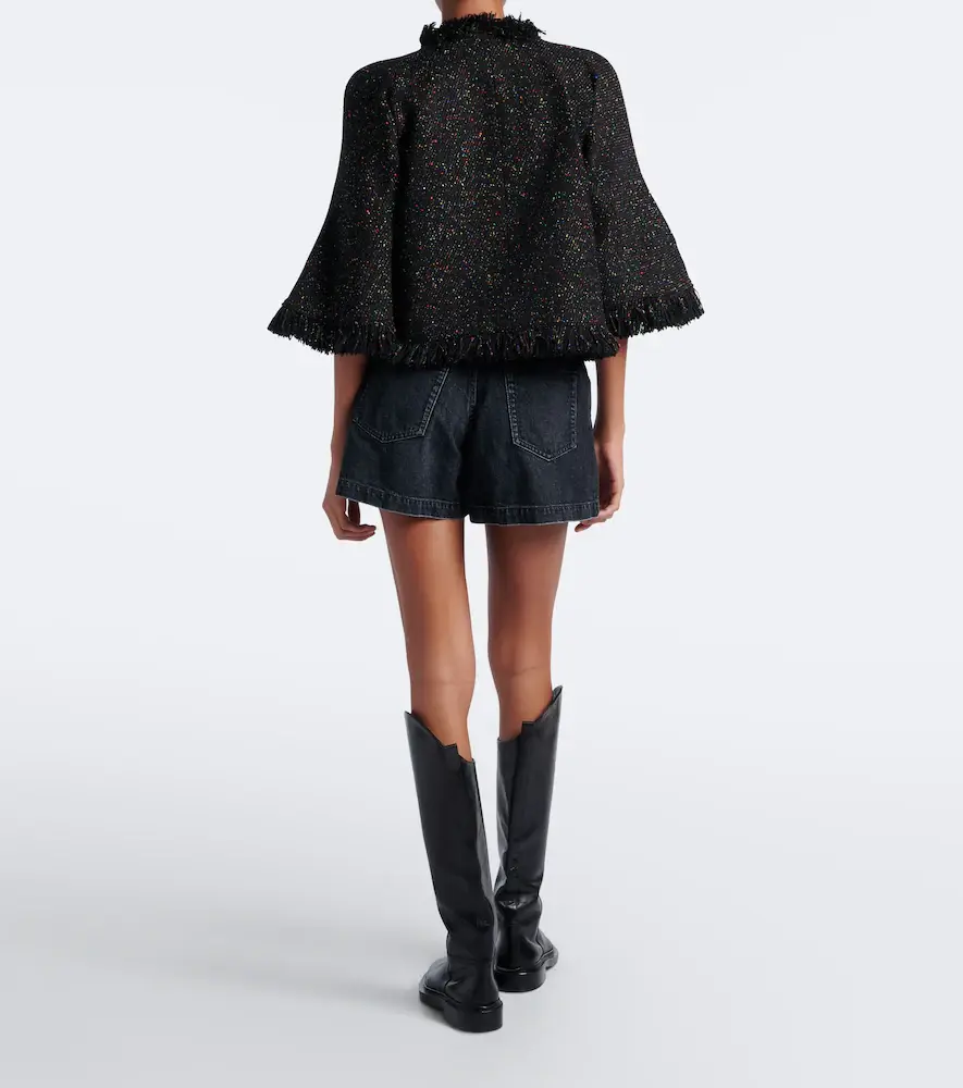 Sacai Wool, cotton, silk, and denim shorts | Thumbnail 5