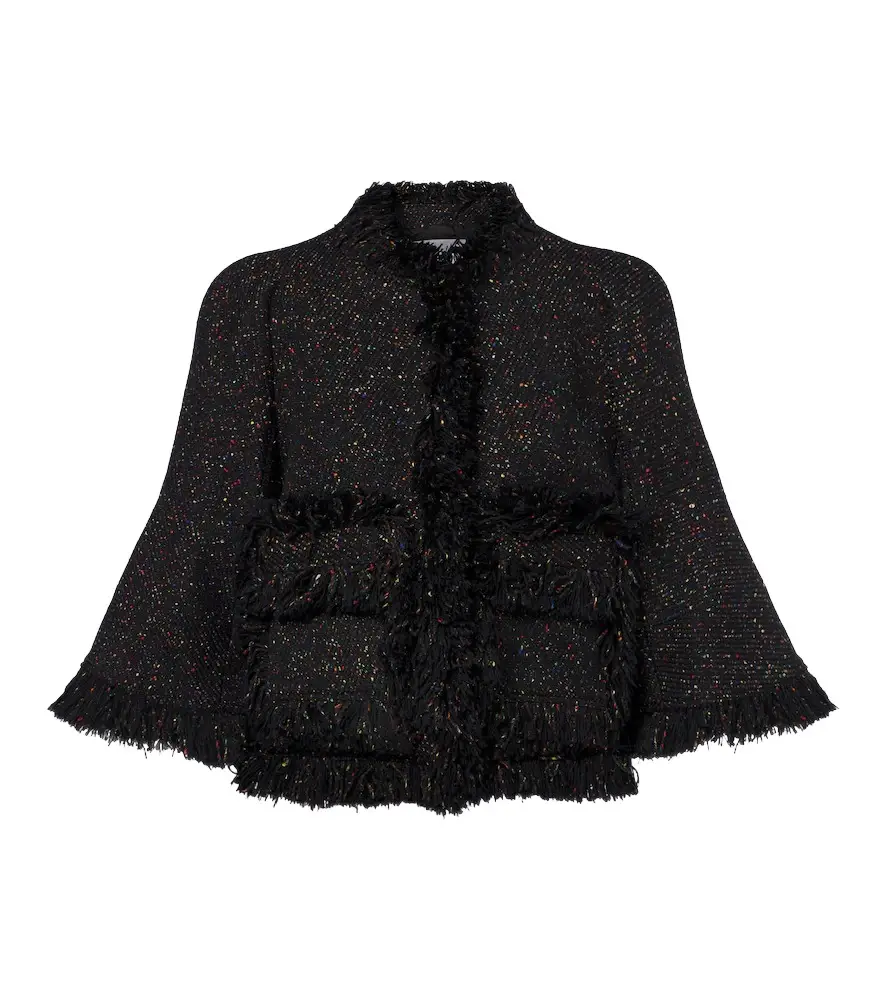 Sacai Fringed wool-blend jacket