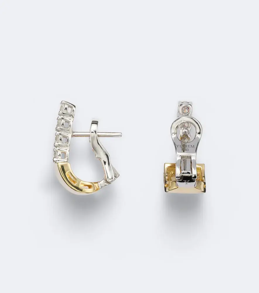 YEPREM Golden Strada 18kt gold huggie earrings with diamonds | Thumbnail 2