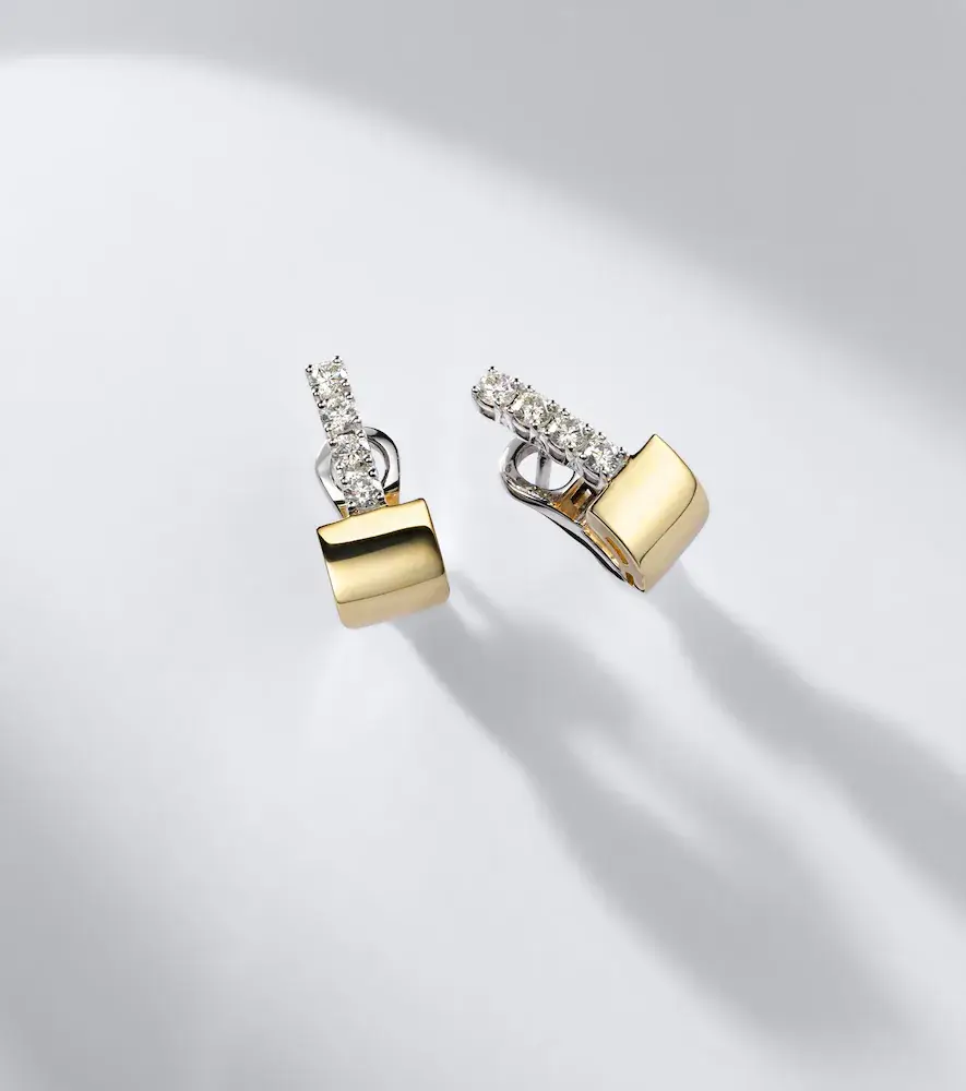 YEPREM Golden Strada 18kt gold huggie earrings with diamonds | Thumbnail 5