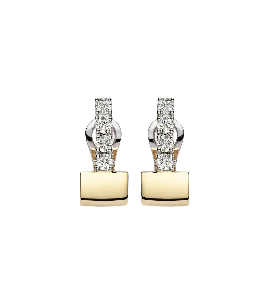 YEPREM Golden Strada 18kt gold huggie earrings with diamonds