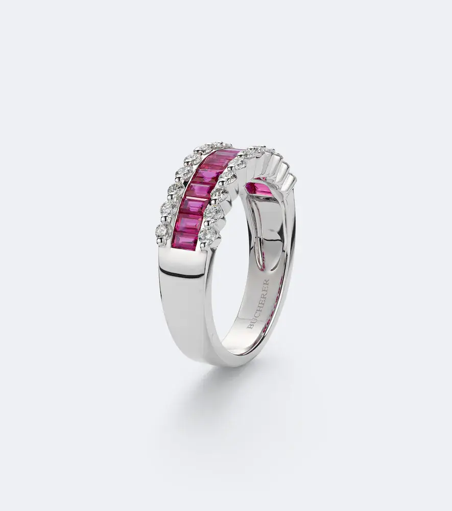 Bucherer Fine Jewellery Baguette Love 18kt white gold ring with rubies and diamonds | Thumbnail 2