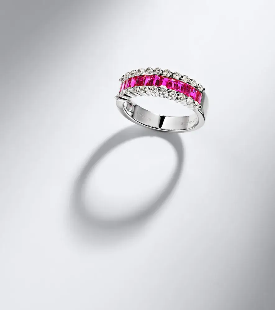 Bucherer Fine Jewellery Baguette Love 18kt white gold ring with rubies and diamonds | Thumbnail 5