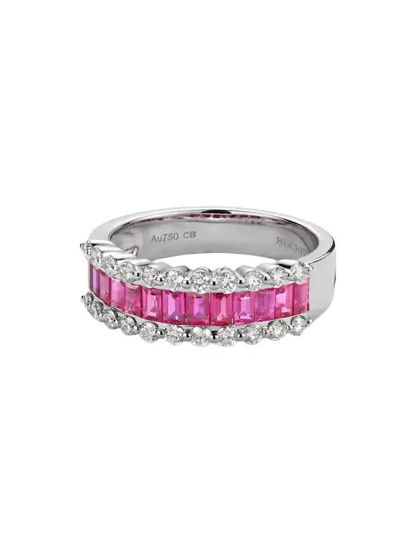 Baguette Love 18kt white gold ring with rubies and diamonds Baguette Love 18kt white gold ring with rubies and diamonds