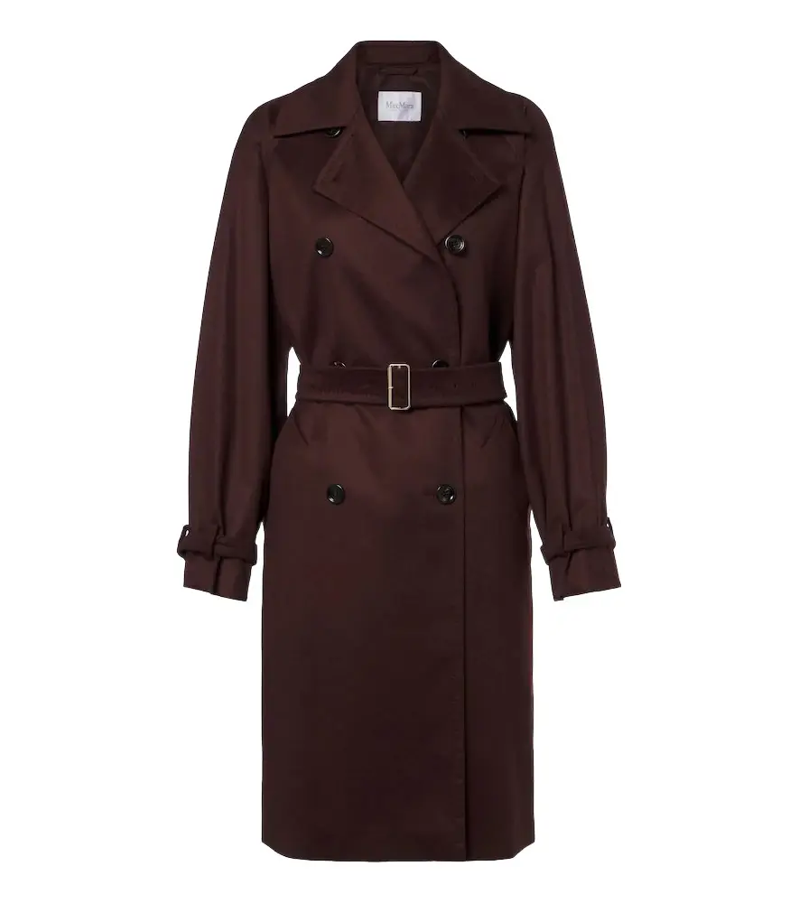 Double-breasted cashmere trench coat