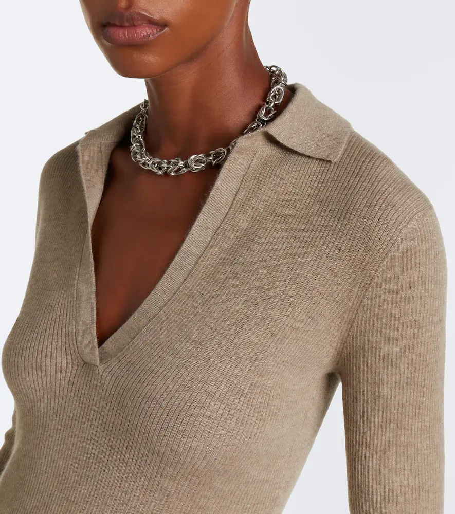 Max Mara Ribbed-knit cashmere polo sweater | Thumbnail 6 Max Mara Ribbed-knit cashmere polo sweater | Thumbnail 6