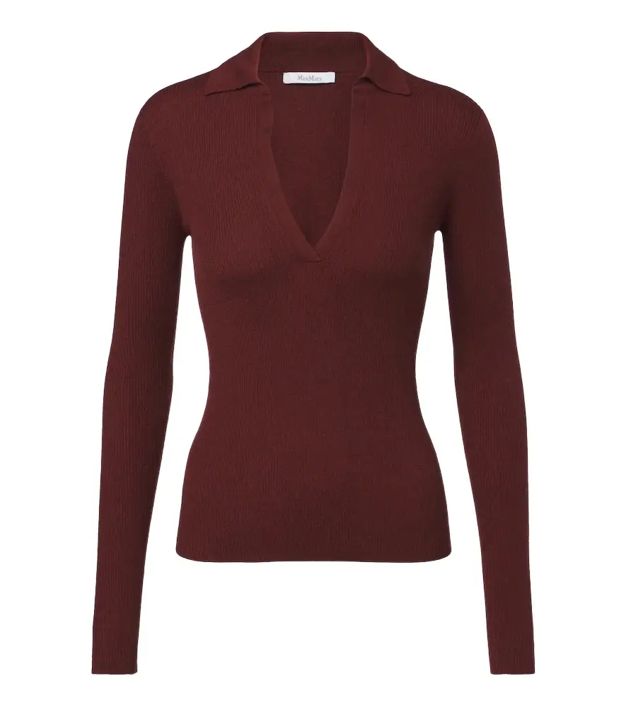 Ribbed-knit cashmere polo sweater Ribbed-knit cashmere polo sweater