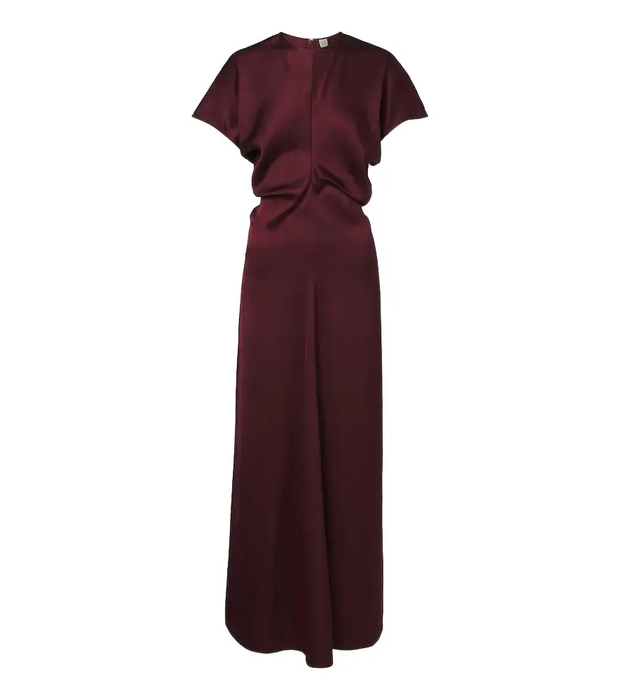 Draped crêpe satin maxi dress