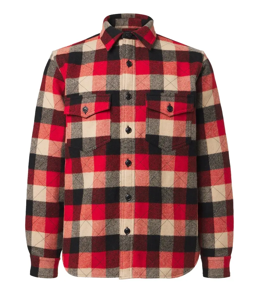 RRL Padded plaid wool twill overshirt