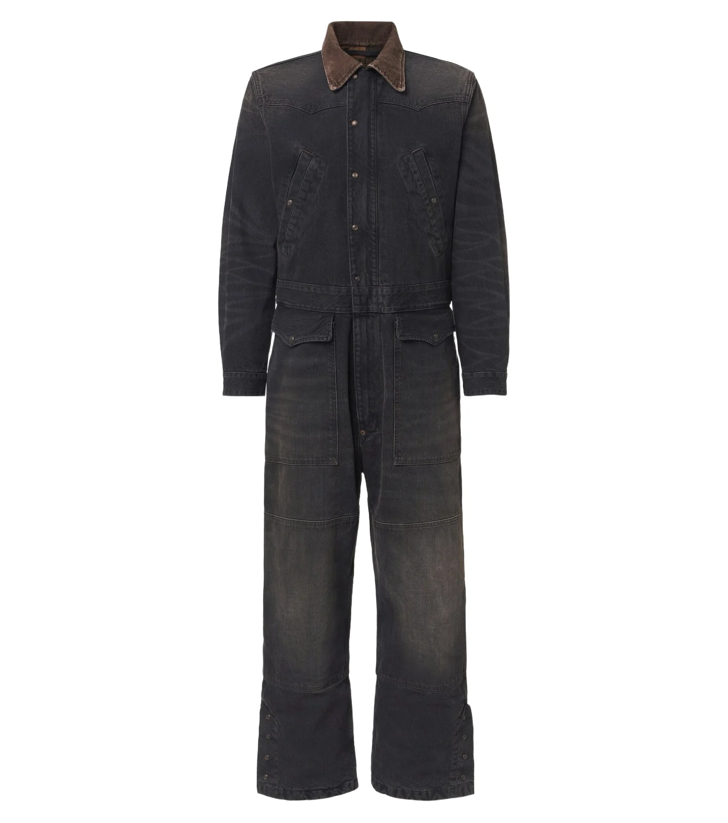 RRL Corduroy-trimmed denim jumpsuit