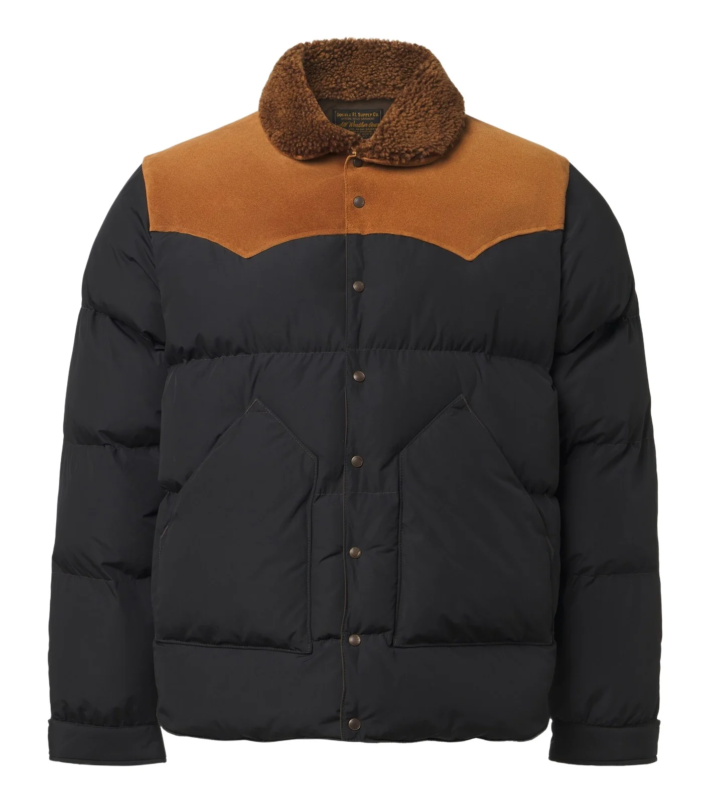 Suede-trimmed puffer jacket Suede-trimmed puffer jacket