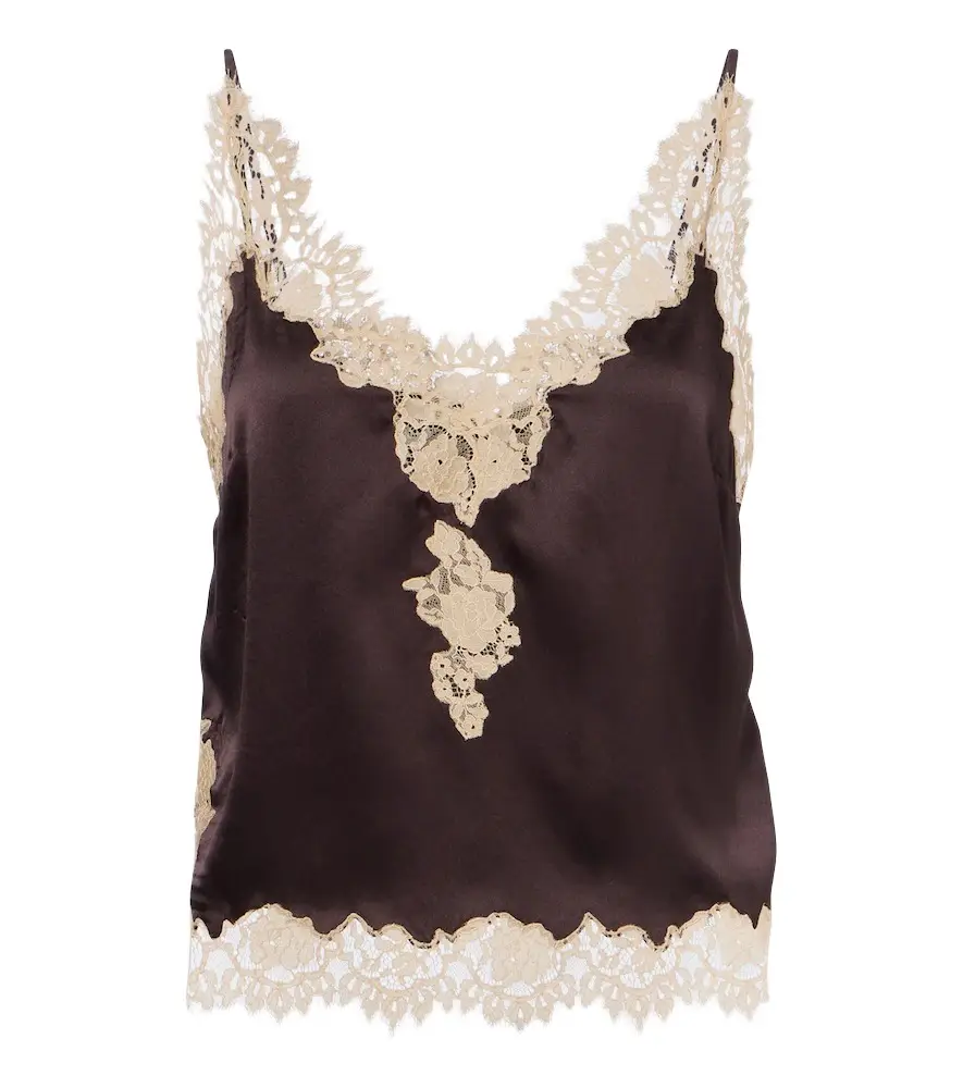 DÔEN Dôen Kira lace-trimmed silk satin camisole