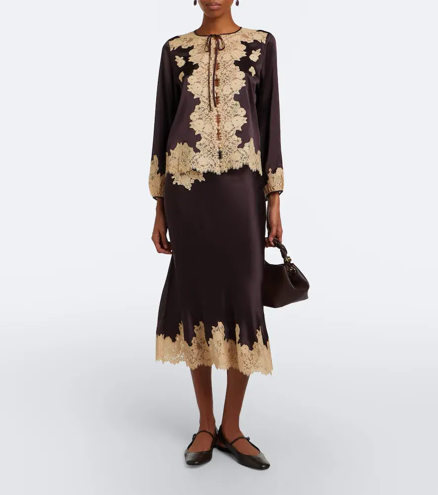 DÔEN Dôen Lucine lace-trimmed silk satin blouse | Thumbnail 2 DÔEN Dôen Lucine lace-trimmed silk satin blouse | Thumbnail 2