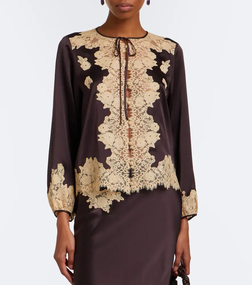 DÔEN Dôen Lucine lace-trimmed silk satin blouse | Thumbnail 3 DÔEN Dôen Lucine lace-trimmed silk satin blouse | Thumbnail 3