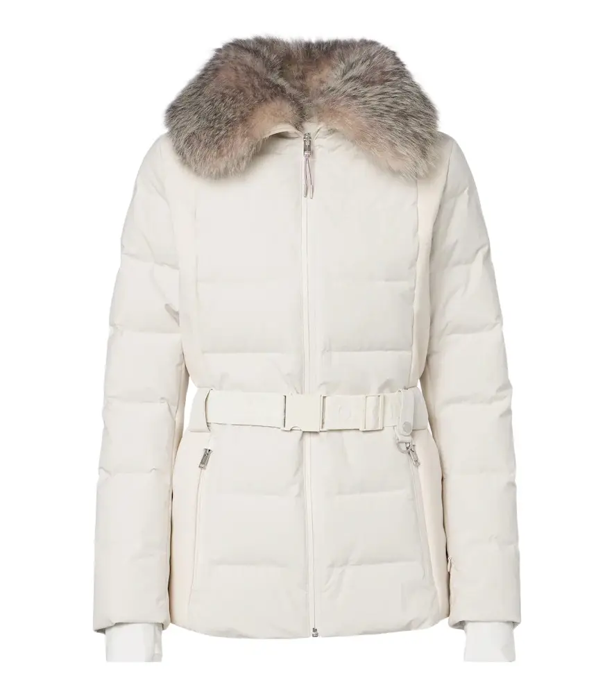Belted shearling-trimmed down ski jacket Belted shearling-trimmed down ski jacket