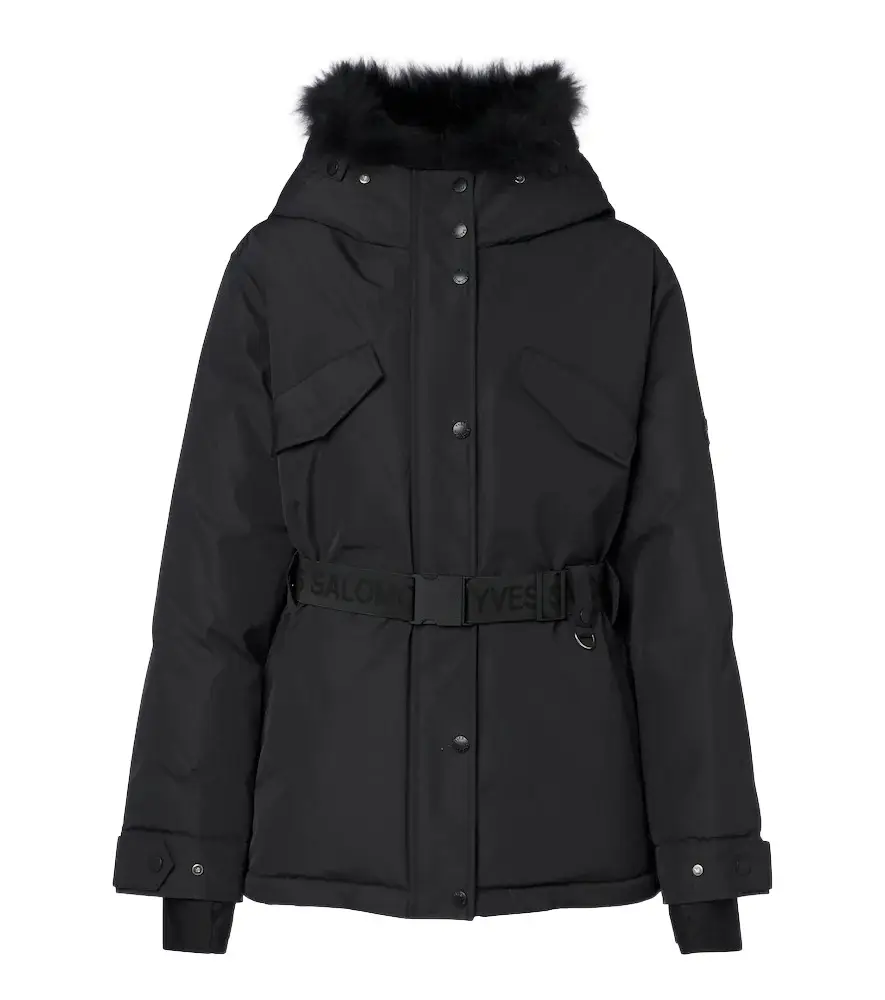 Belted shearling-trimmed ski jacket Belted shearling-trimmed ski jacket
