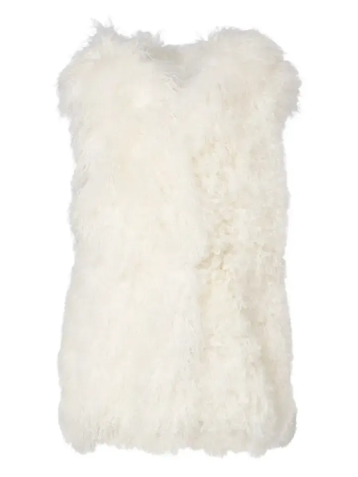 Hooded shearling vest