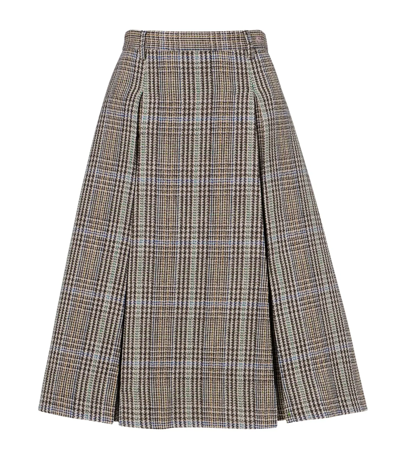 Acne Studios Checked pleated wool midi skirt