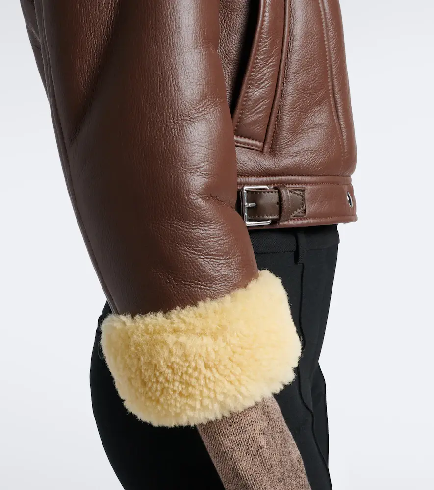 Acne Studios Shearling-trimmed leather biker jacket | Thumbnail 6 Acne Studios Shearling-trimmed leather biker jacket | Thumbnail 6