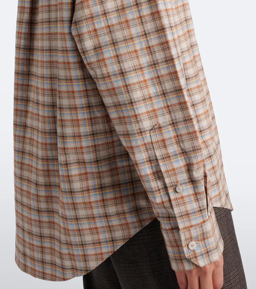 Acne Studios Checked cotton and linen shirt | Thumbnail 2