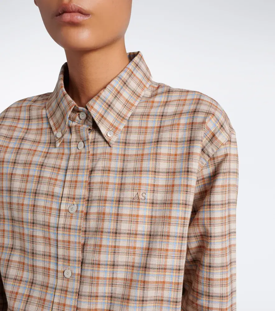Acne Studios Checked cotton and linen shirt | Thumbnail 6