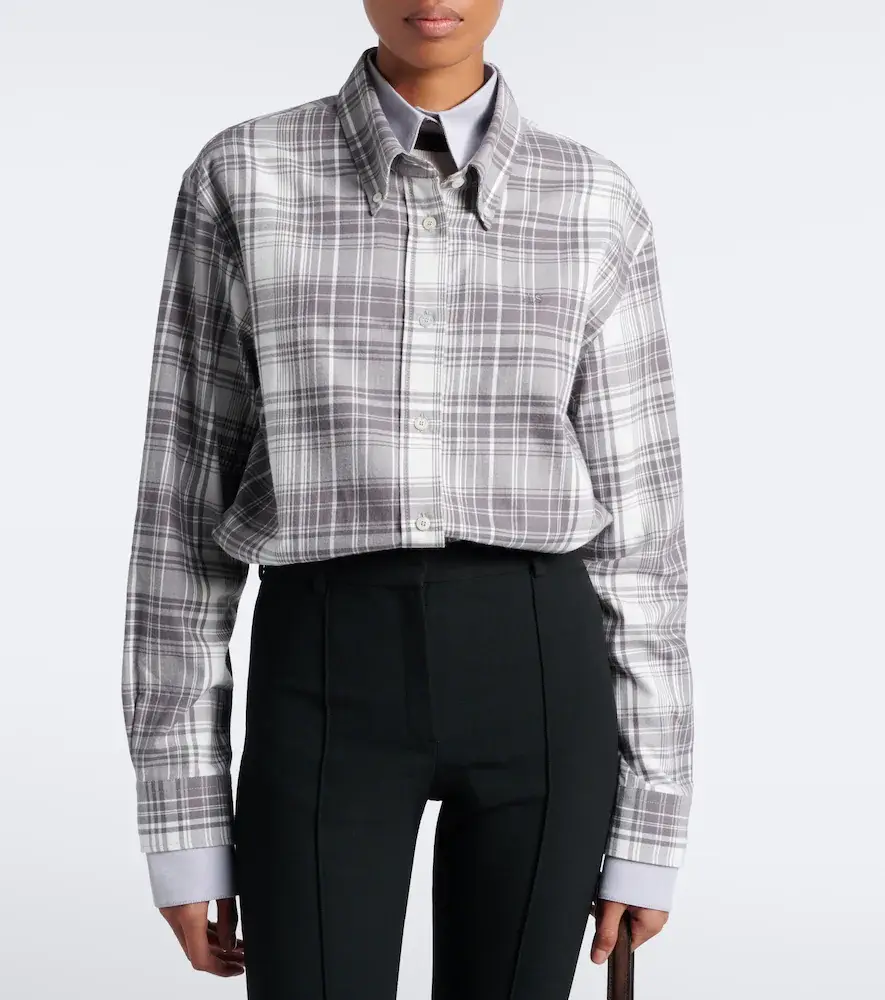 Acne Studios Checked layered cotton flannel shirt | Thumbnail 3