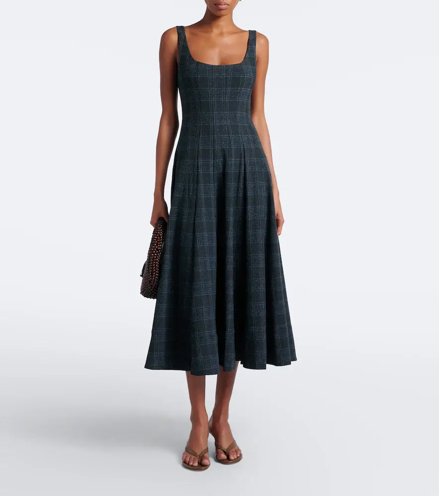 Staud Wells checked midi dress | Thumbnail 3