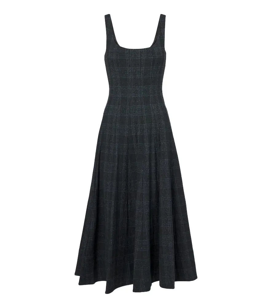 Staud Wells checked midi dress